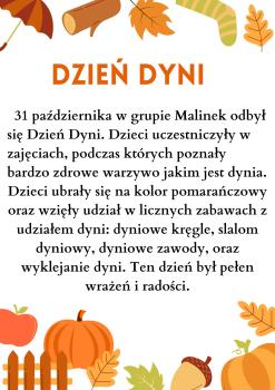 Zabawy z dynią w Malinkach